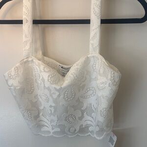 Topshop White Floral Lace Bandeau Bralette